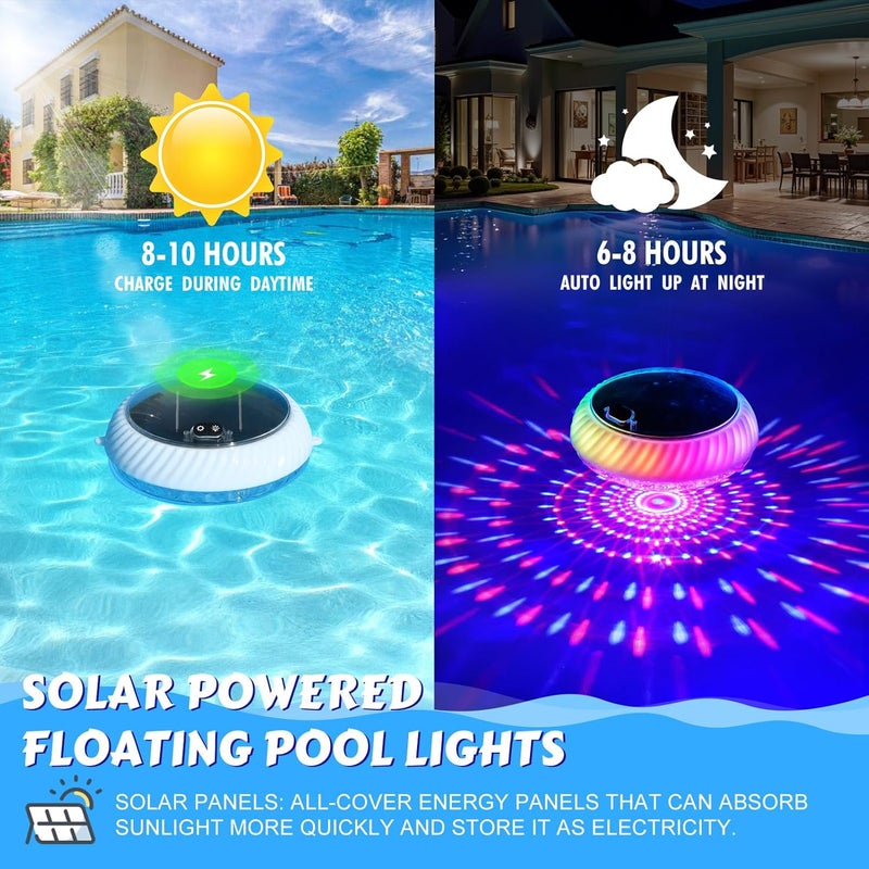 Goallim Floating Pool Lights Solar, 7.6 Inch RGB Upper& Lower Color Changing Solar Pool Lights That Float with Dynamic Lighting Effects, IP68 Waterproof Swimming Pools Light for Party Decor(2) - Image 3